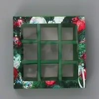 Коробка подарочная под 9 конфет &laquo;Елочные игрушки&raquo;, 14.5&times;14.5&times;3.5 см