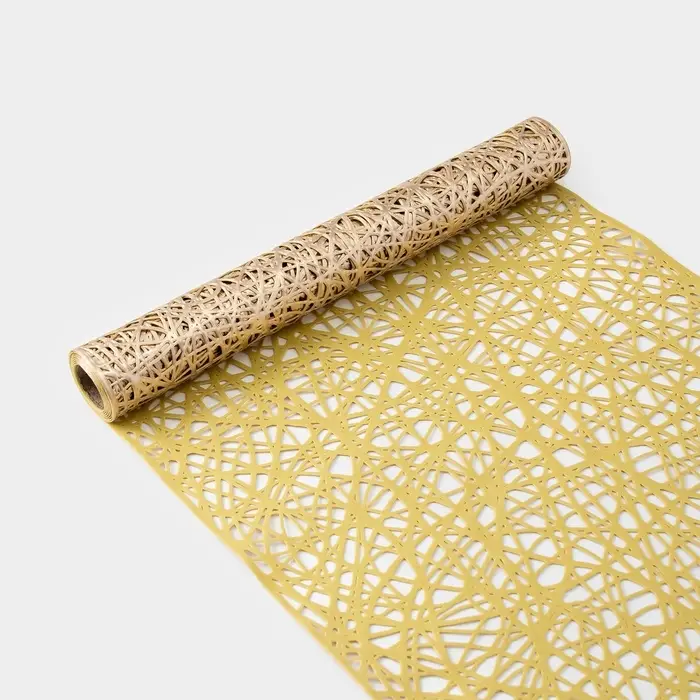 Дорожка на стол Доляна &laquo;Паутинка&raquo;, 30&times;150 см, золотая