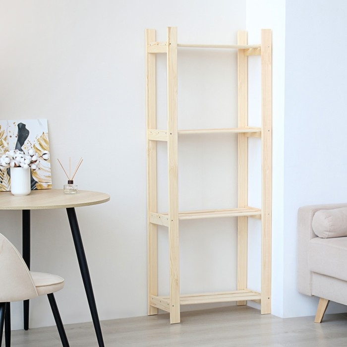 Стеллаж деревянный 4 полки 159 х 64 х 28 см "Альфа плюс"