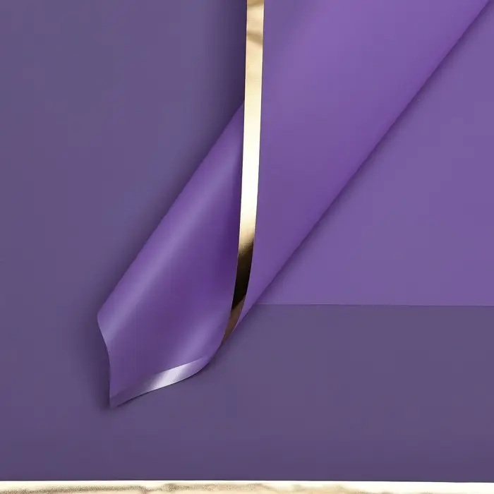 Пленка для цветов матовая, «С золотым тиснением», 57×57 см, лиловый
