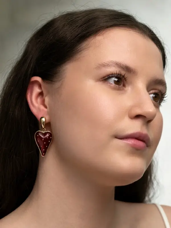 Серьги ассорти &laquo;Клубника-сердце&raquo;, красные в золоте