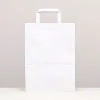 Пакет крафт без печати, белый, плоская ручка 22×12×25 см