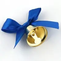 Колокольчик на булавке с бантом на выпускной, синий, d = 3,6 см