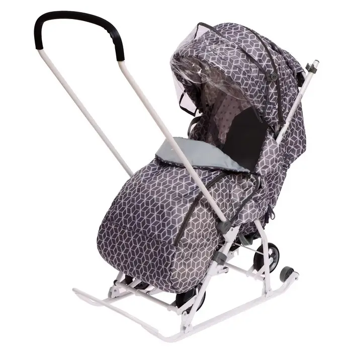 Санки-коляска «Наши детки 3-1К», принт: с ромбиками серый Санки-коляска «Наши детки 3-1К», принт: с ромбиками серый