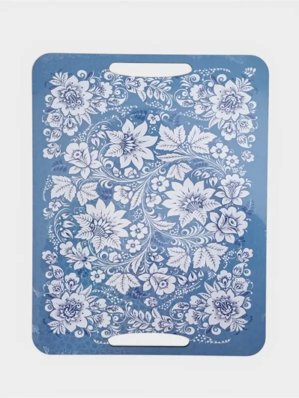 Доска разделочная с ручками Дарим Красиво &laquo;Гжель&raquo;, 36&times;28 см, дерево, голубая