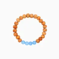 Браслет из сандалового дерева с агатом, длина 18 см, цв. синий