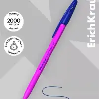 Ручка шариковая ErichKrause R=301 Neon Stick, узел 1 мм, синяя, МИКС