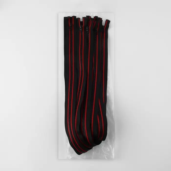 Молния «Трактор», №5, разъёмная, замок автомат, 70 см, чёрная, красная