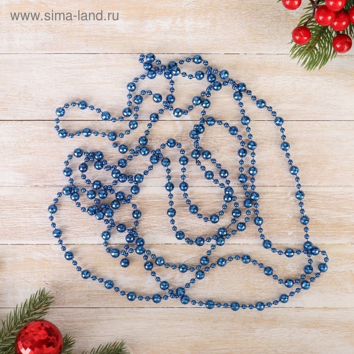 Бусы на ёлку 2,7 м Бусы на ёлку 2,7 м "Шарики диско" d-7 мм, синий