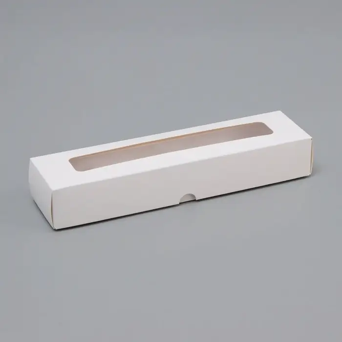 Коробка для 5 конфет с окном, с тонкими разделителями, белый 21&times;5.5&times;3.3 см