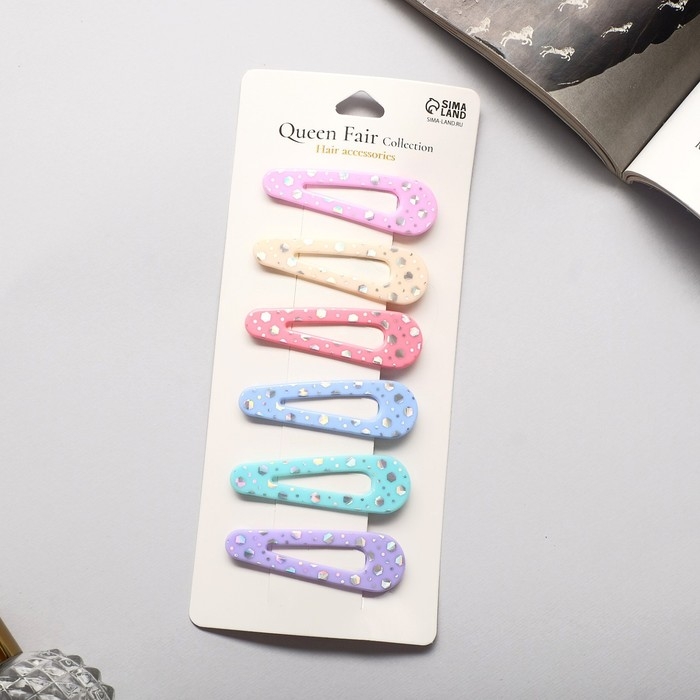 Невидимка для волос  Невидимка для волос "Беатрис" (набор 6 шт) сияние, 5 см