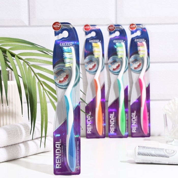 Зубная щётка Rendall Exceed, средней жёсткости, микс, 1 шт. Зубная щётка Rendall Exceed, средней жёсткости, микс, 1 шт.