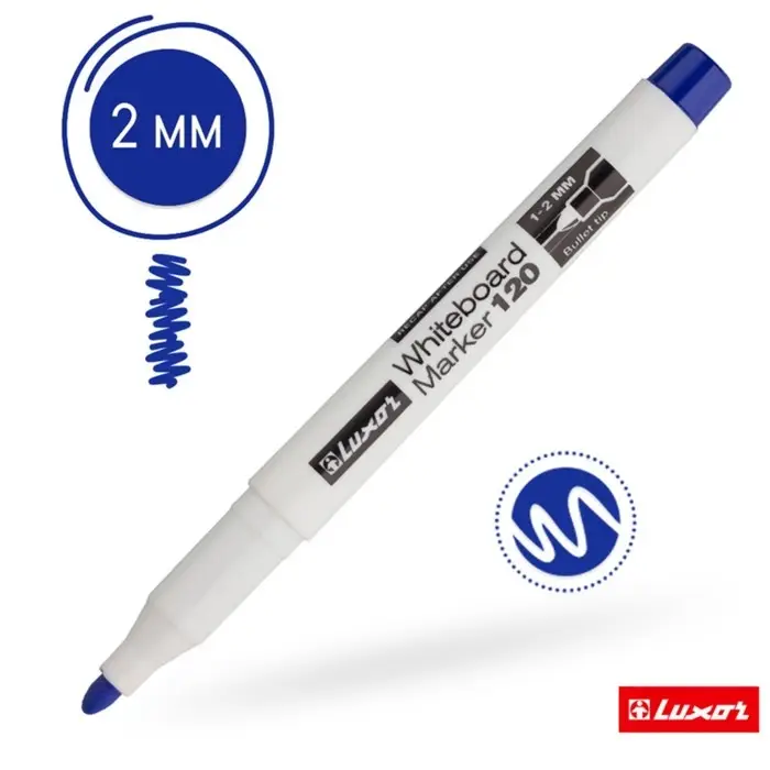 Маркер для доски 1-2 мм, Luxor 120, пулевидный, синий Маркер для доски 1-2 мм, Luxor 120, пулевидный, синий