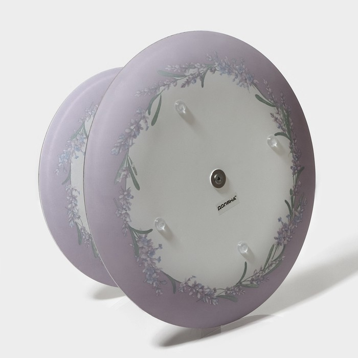 Этажёрка - фруктовница круглая Доляна «Веточка лаванды», 2 яруса, d=25/20 см, стекло