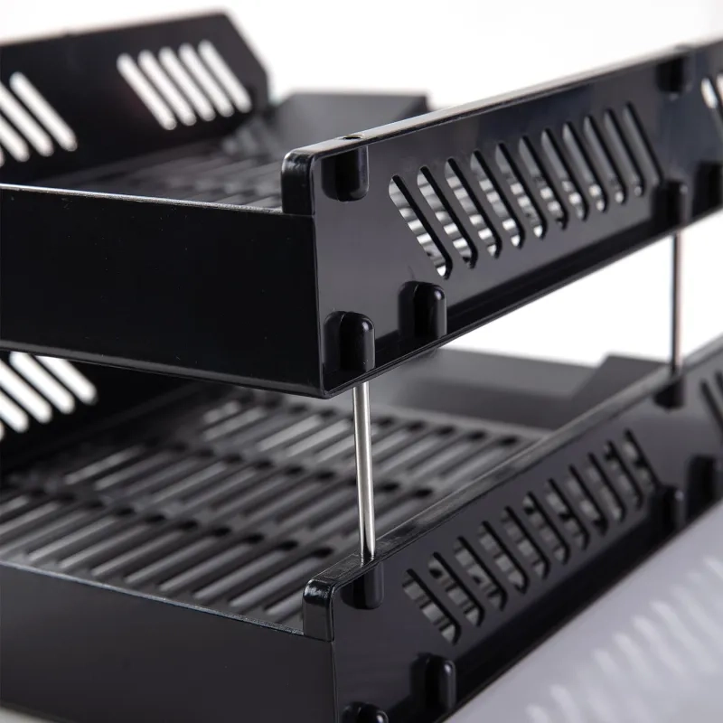 Лоток горизонтальный для бумаг Deli E9208 набор 2шт на металл.стерж черный