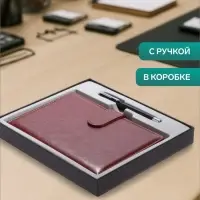 Ежедневник недатированный А5, 112 листов, в линейку, с ручкой, подарочная коробка, коричневый