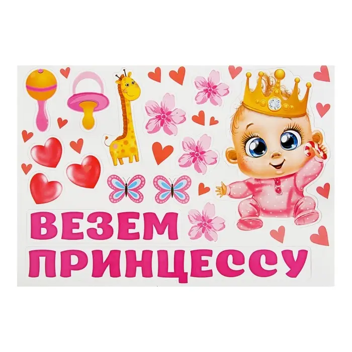 Набор магнитов на авто &laquo;Везем принцессу!&raquo;, на выписку