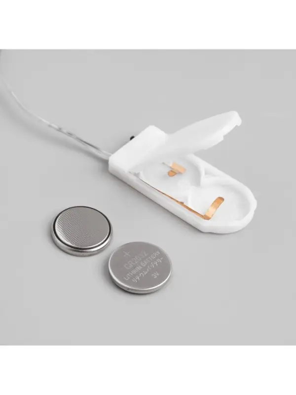 Гирлянда &laquo;Мишура&raquo; 1 м, роса, IP20, серебристая нить, 20 LED, от батареек CR2032&times;2, свечение мульти