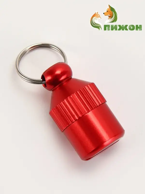 Адресник-капсула под записку &laquo;Бочонок&raquo;, 1.1&times;2.3 см, металл, красный