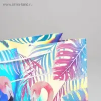 Пакет подарочный голографический, упаковка, &laquo;Фламинго&raquo;, 32&times;26&times;12 см