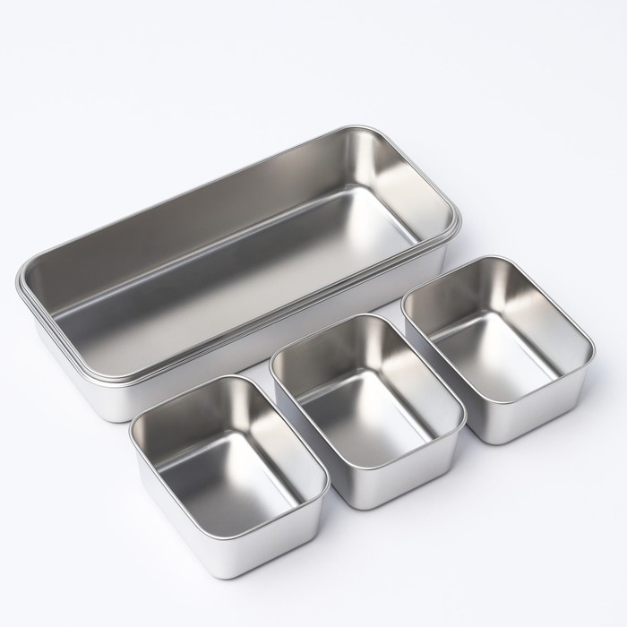 Контейнер для еды из нержавеющей стали 3 секции, 34&times;15,5&times;7 с крышкой