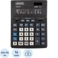 Калькулятор настольный Attache CDB1401-BK 14-разрядный черный 205x155x35 мм