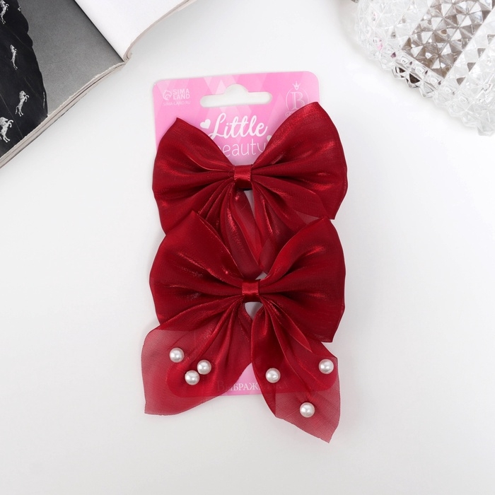 Зажим для волос  Зажим для волос "Марта" (набор 2 шт) грация, 7,5 см, красный