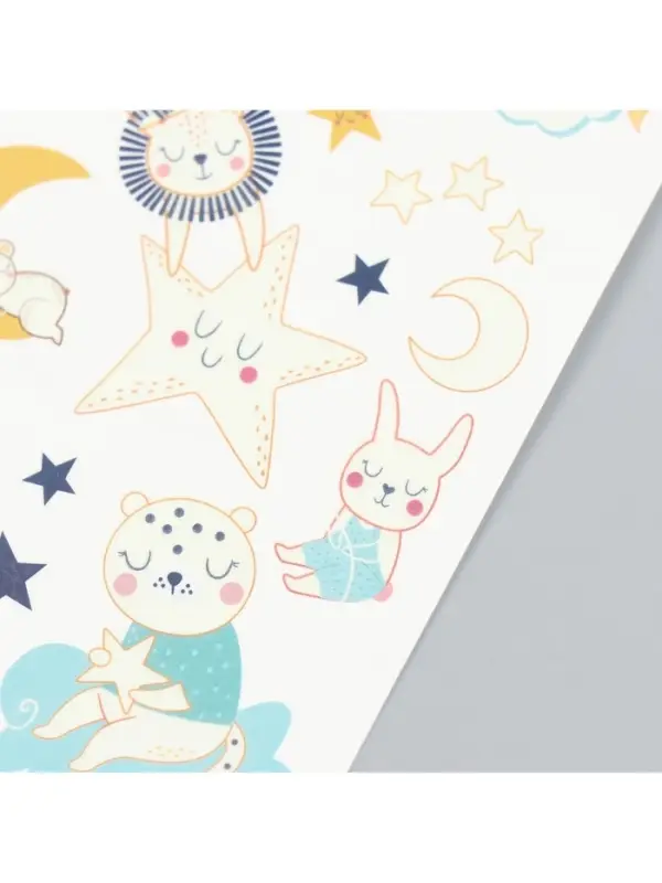 Переводные тату на тело светящиеся «Спящие зверята», 12×7.5 см