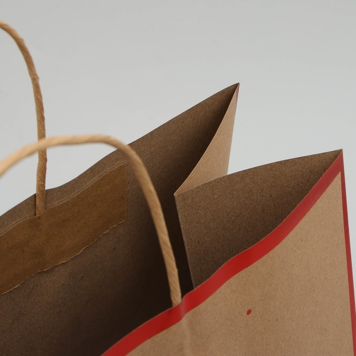 Пакет подарочный новогодний крафтовый &laquo;С Новым счастьем&raquo;, 32 х 28 х 15 см, Новый год