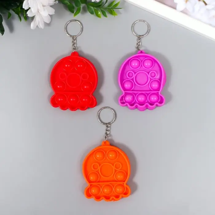 Брелок резина антистресс (бесконечная пупырка) Брелок резина антистресс (бесконечная пупырка) "Медуза" МИКС 7,5х6х1,3 см