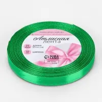 Лента атласная, 10 мм, 23&plusmn;1 м, зелёная №19