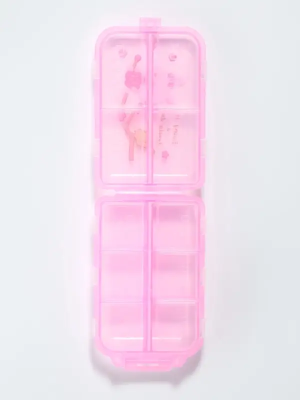 Таблетница, 9.5&times;6&times;3 см, 10 секций, розовая
