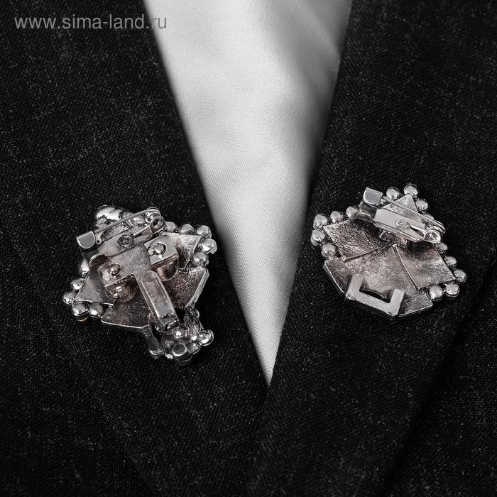 Зажим для кардигана «Ромбы», цвет серый в чернёном серебре