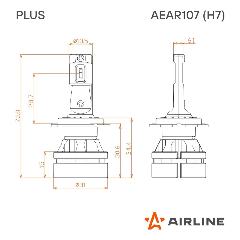 Лампа светодиод. H7 PLUS, 28Вт, 5000Лм (2500Лм x 2), 6000К, 12/24В, кмпл. 2 шт.