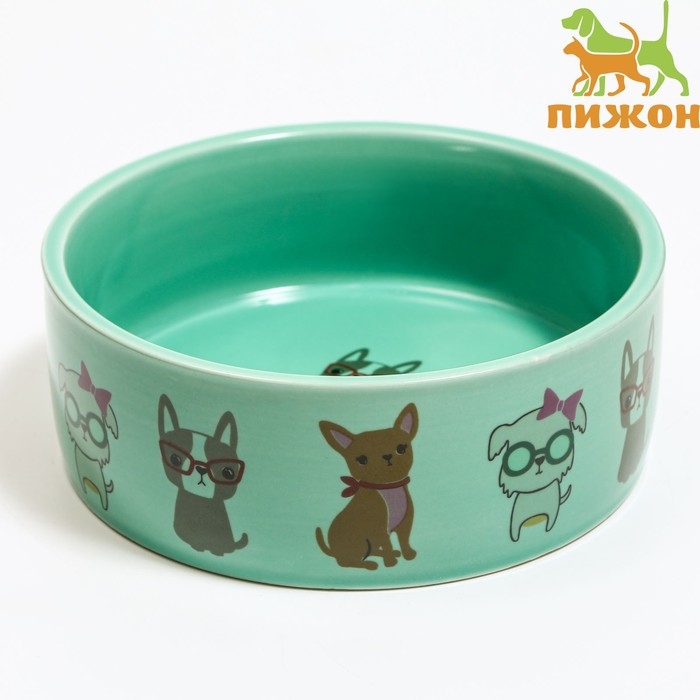 Миска керамическая  Миска керамическая "Важный пес" 250мл, 11,5 х 5 см, мятная