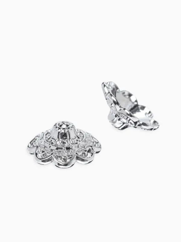 Шапочки для бусин (набор 10 шт.), 1.4&times;1.4&times;0.6 см, цвет черненое серебро