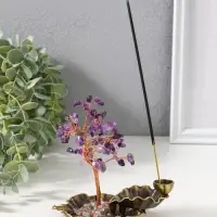 Подставка под благовония "Лягушка в фонтане у дерева" 72 камня 8,5х13х15 см