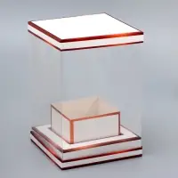 Коробка для цветов с вазой и PVC окнами складная, бронза, 16&times;23&times;16 см