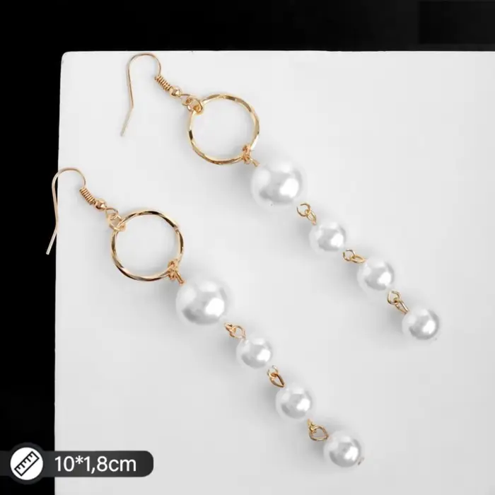 Серьги с жемчугом «Аврора» дорожка на кольце, цвет белый в золоте Серьги с жемчугом «Аврора» дорожка на кольце, цвет белый в золоте