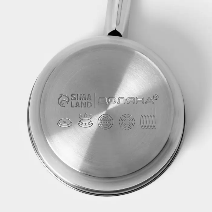 Ковш Доляна &laquo;Сильве&raquo;, 1.5 л, d=16 см, с крышкой, металлическая ручка, индукция, нержавеющая сталь