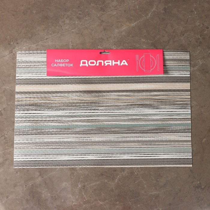 Набор салфеток сервировочных на стол Доляна «Дождь», 4 шт, 45×30 см, цвет бирюзово-белый