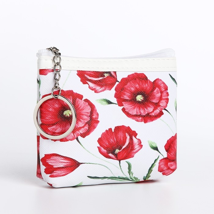 Кошелёк женский на молнии, цвет белый/красный Кошелёк женский на молнии, цвет белый/красный