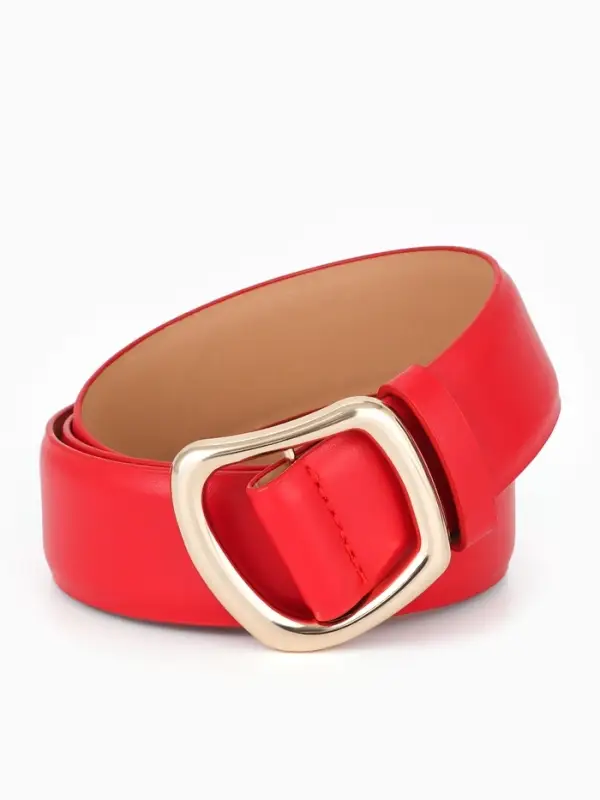 Ремень женский, затяжка, без винта, 4&times;110 см, пряжка золотистая, красный