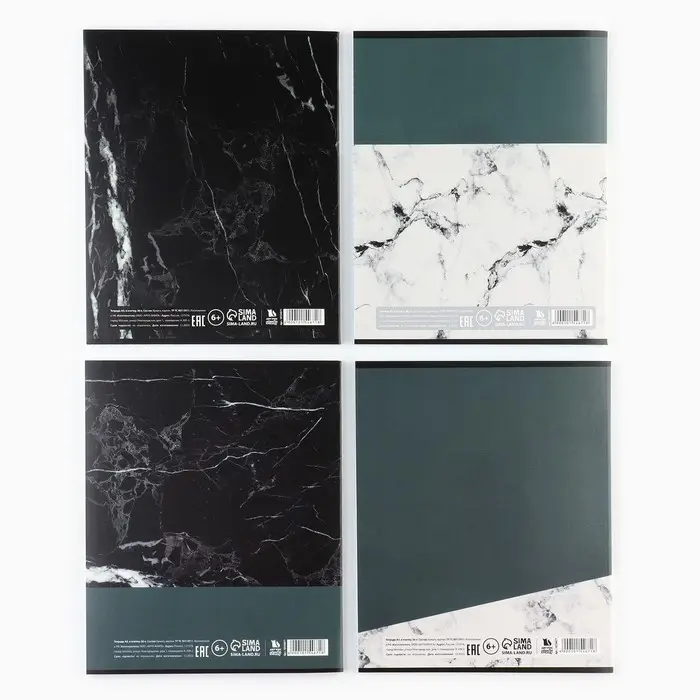 Тетрадь в клетку, 36 л., А5, на скрепке, блок №1 &laquo;Мрамор. Фразы&raquo; МИКС