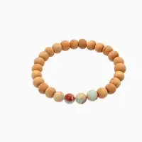 Браслет из сандалового дерева с агатом, длина 18 см, цв. голубой