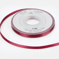 Лента атласная TEIRA, двухсторонняя, 6 мм, 25&plusmn;1 м, бордовая №0789