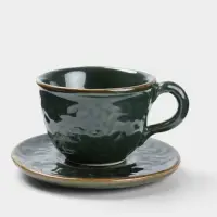 Чашка с блюдцем &laquo;Флора 1&raquo;, 13&times;13&times;8 см, керамика, зелёная