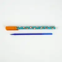 Ручка пластик пиши-стирай с колпачком &laquo;Корги&raquo;, синяя паста, гелевая 0.5 мм