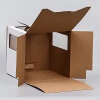 Коробка под торт 2 окна, с ручками, белая, 24&times;24&times;24