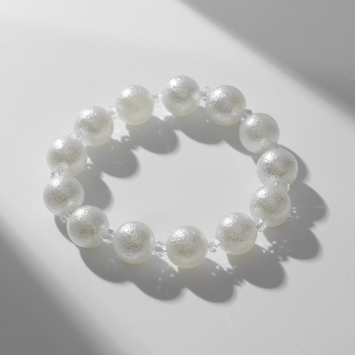 Браслет жемчуг «Весна» блеск, бусины №12, цвет белый Браслет жемчуг «Весна» блеск, бусины №12, цвет белый